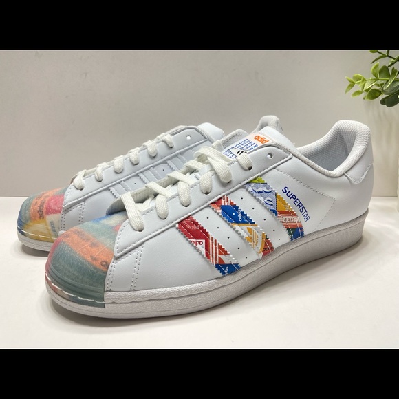 NEW Adidas Originals Superstar Men’s Shoes Sneakers GX2717 White/Blue/Orange 8.5 - Picture 4 of 13